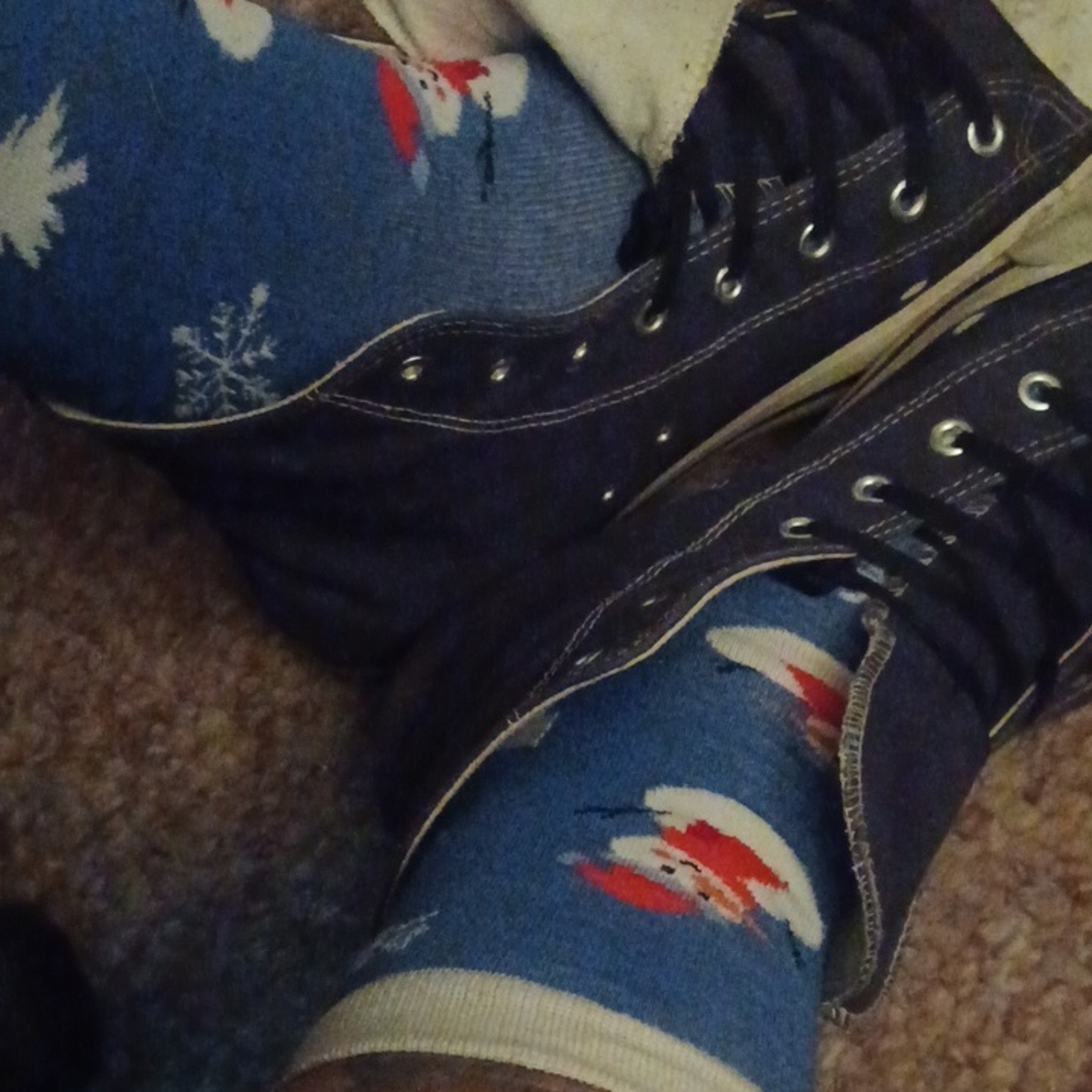Blue Snowman Socks